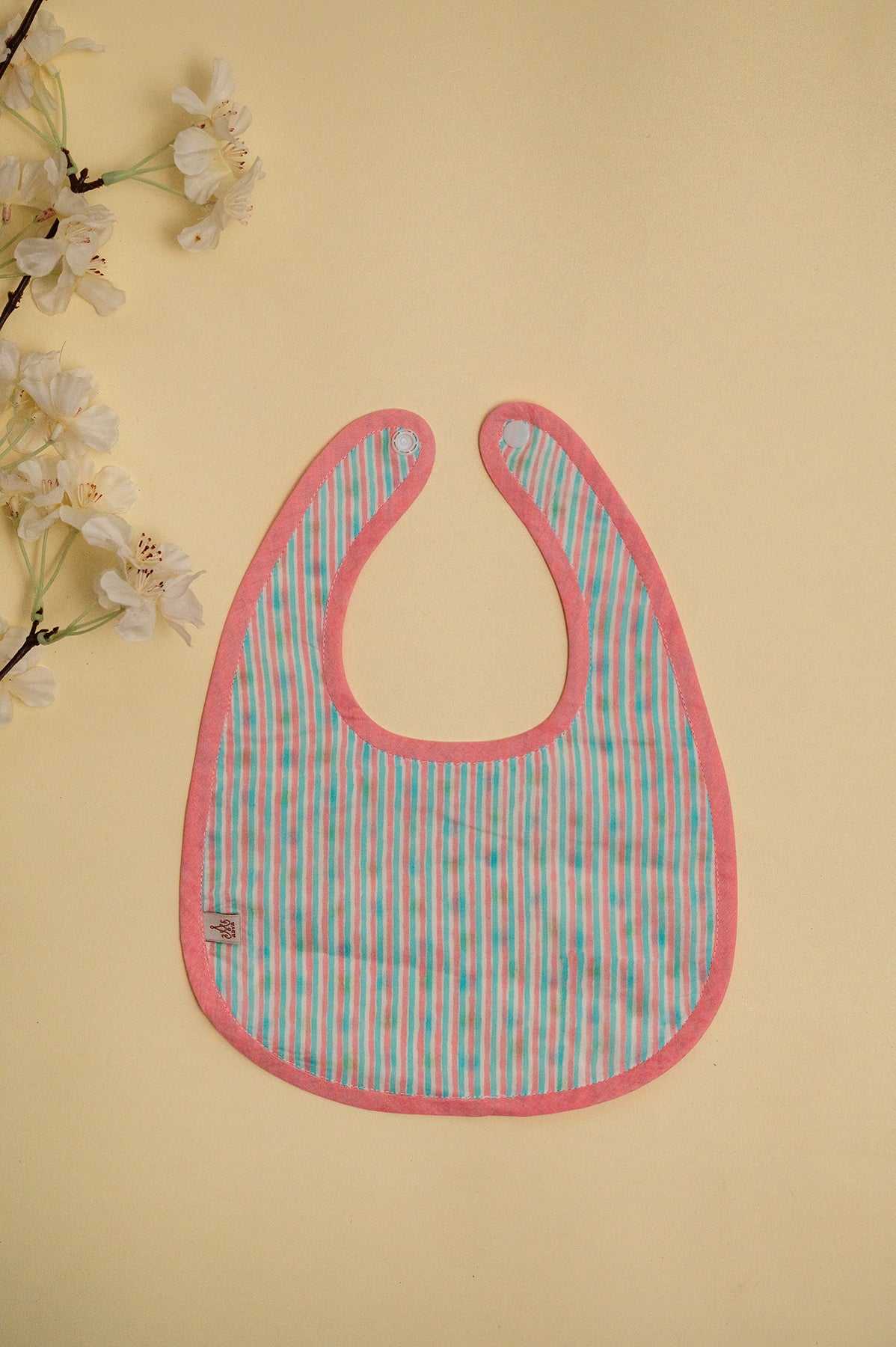 Pink Blue Polka Dots Cotton Reversible Bib - Pack of 2
