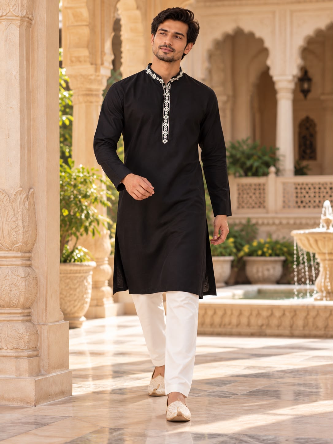 Midnight Black Men's Kurta