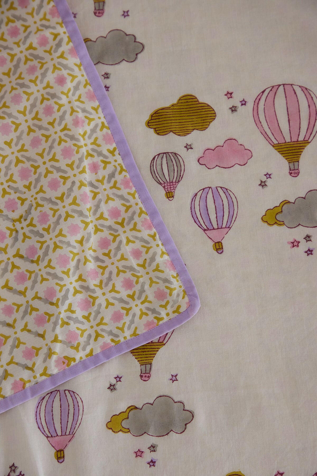 Lilac Hot Air Balloon Cot Set