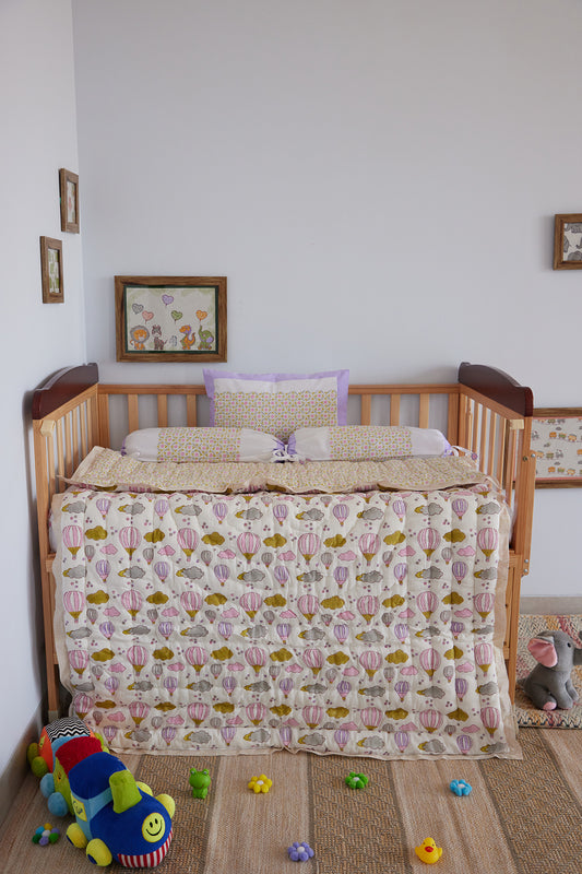 Lilac Hot Air Balloon Baby Quilt