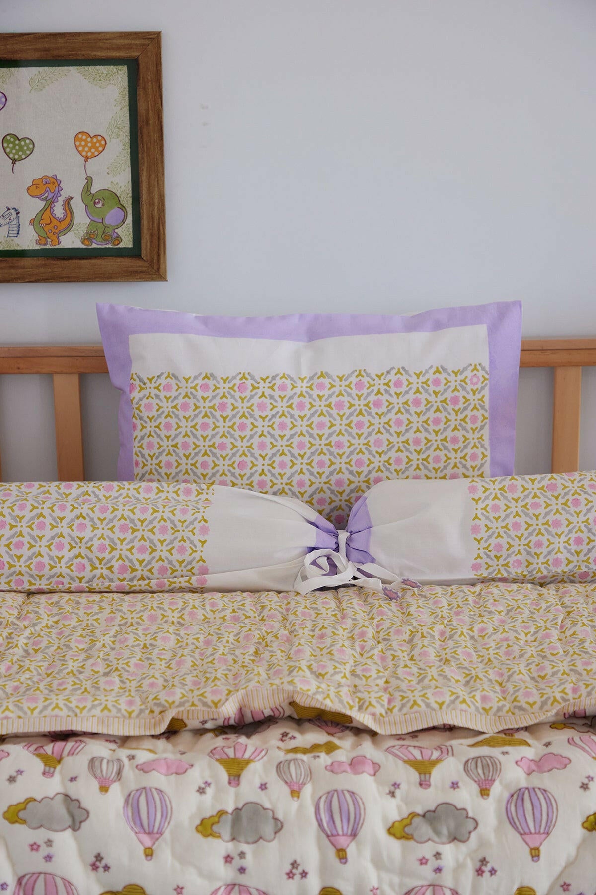 Lilac Hot Air Balloon Cot Set