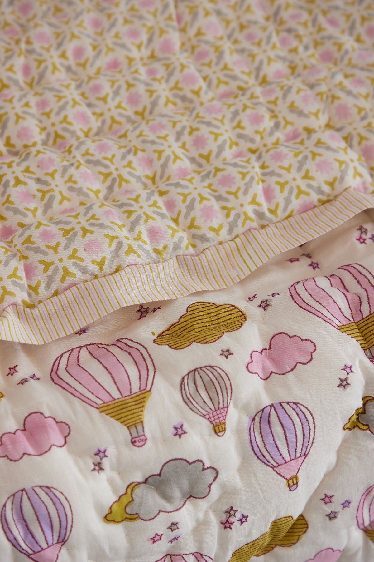 Lilac Hot Air Balloon Baby Quilt