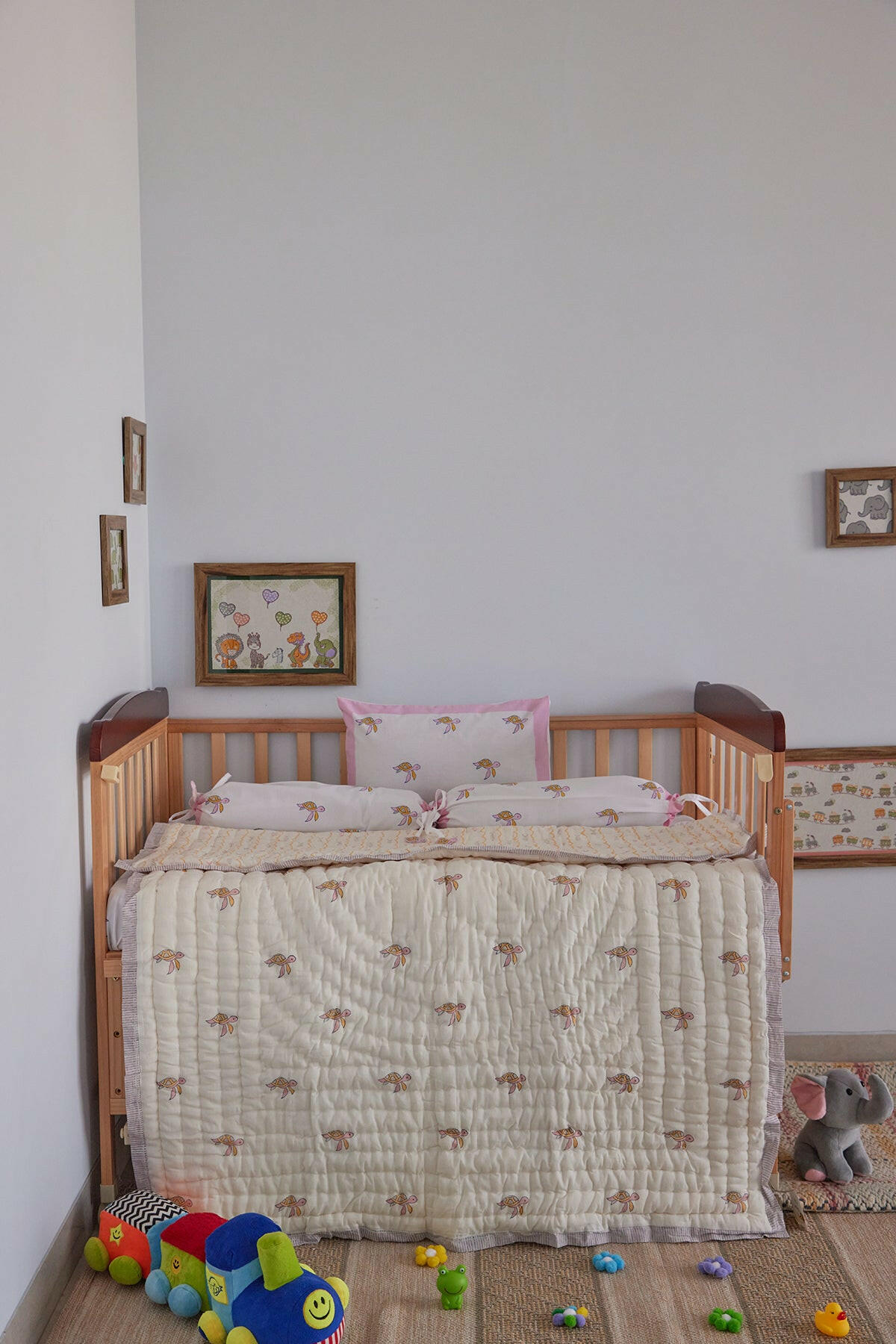 Lilac & Pink Turtle Cot Set