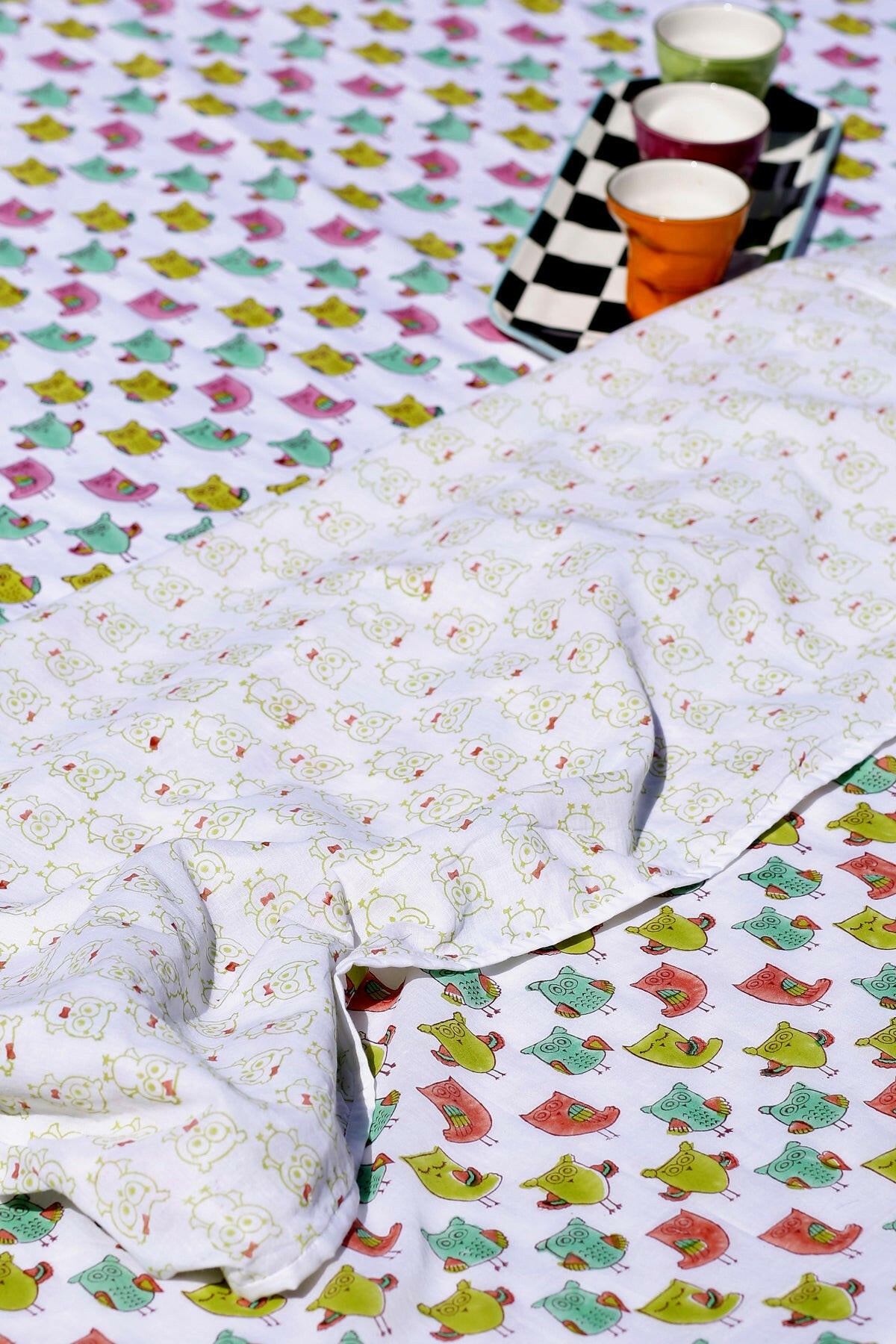 Pink Poppy Owl Cotton Dohar