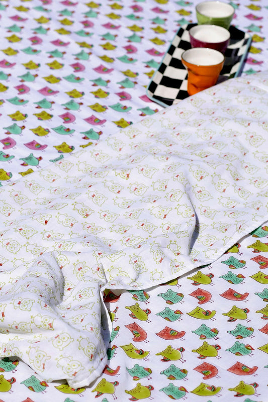Pink Poppy Owl Cotton Dohar