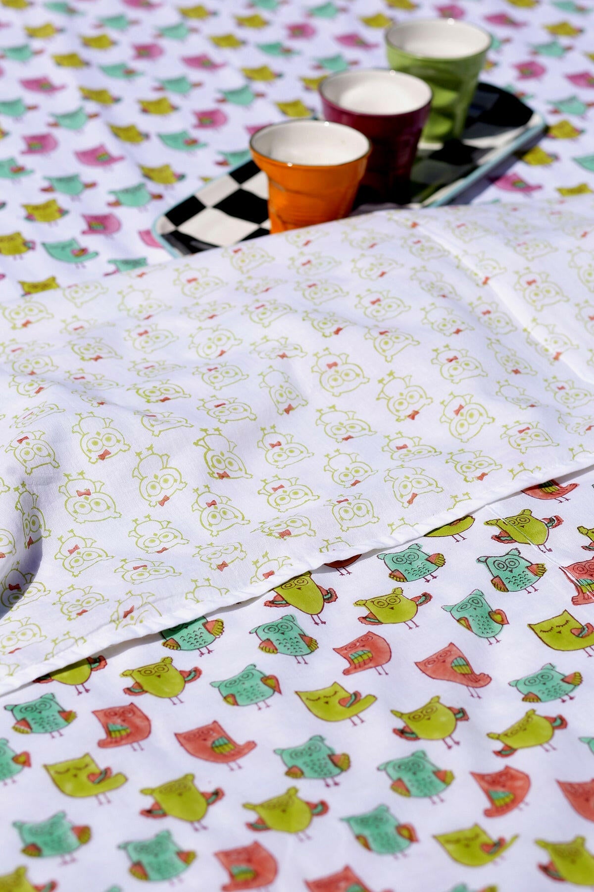 Pink Poppy Owl Cotton Dohar