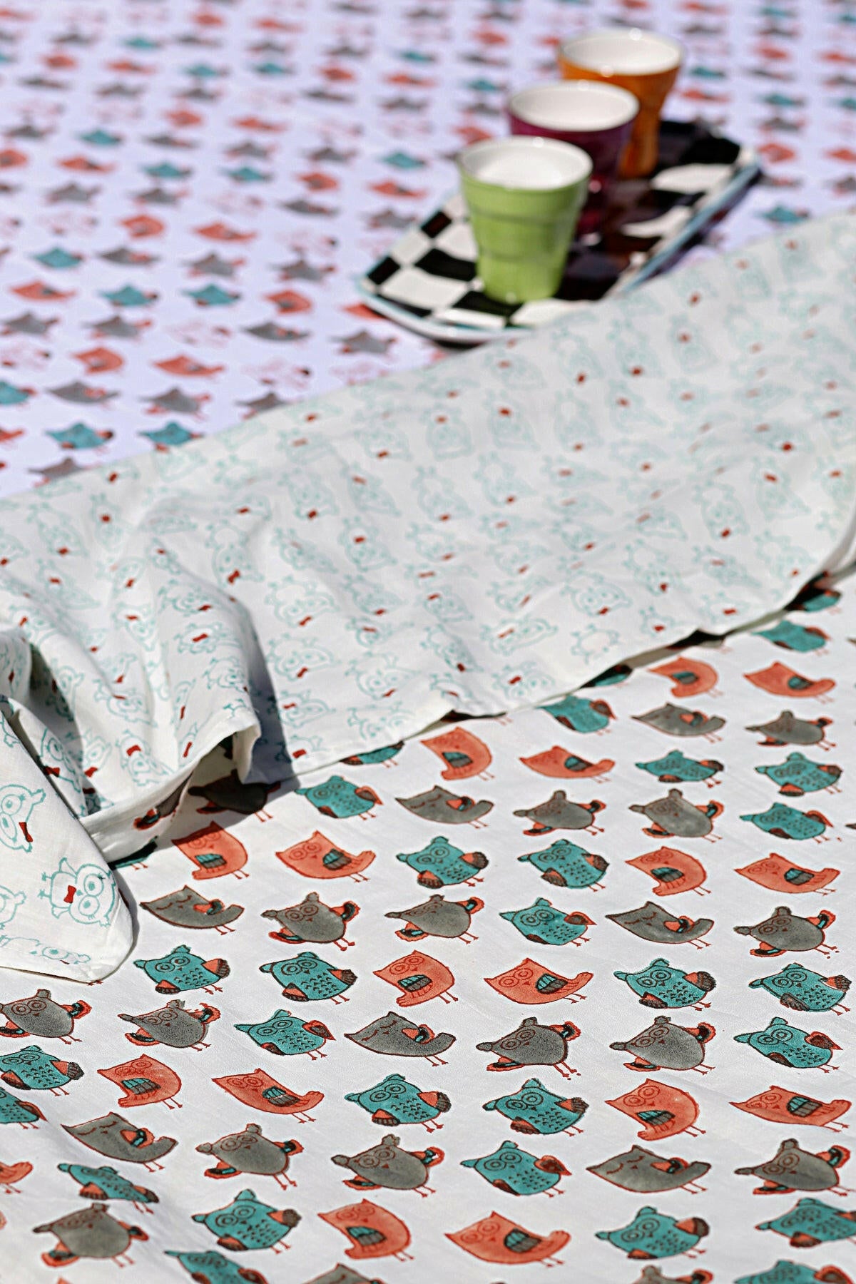 Peach Owl Cotton Dohar