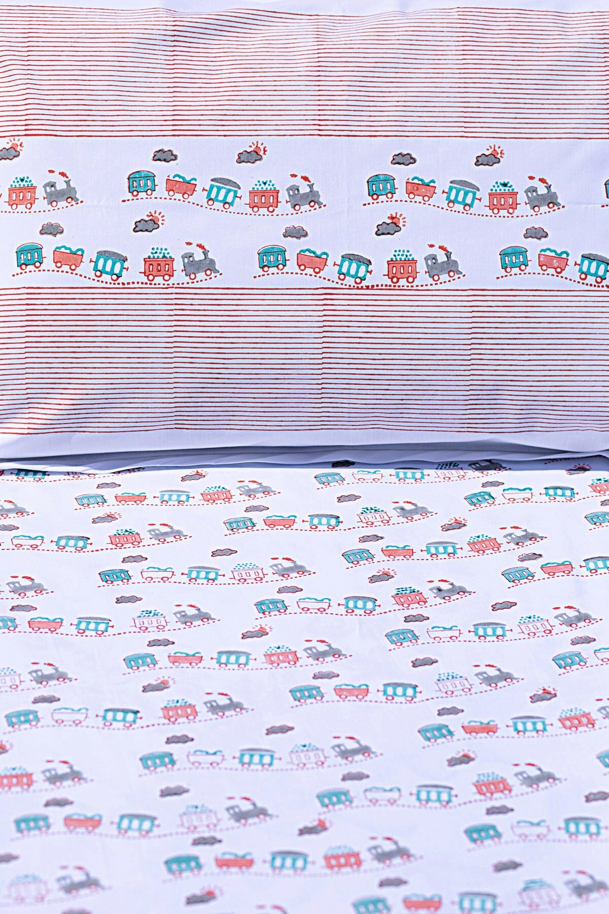 The Mink & Red Train Bedsheet - Adya