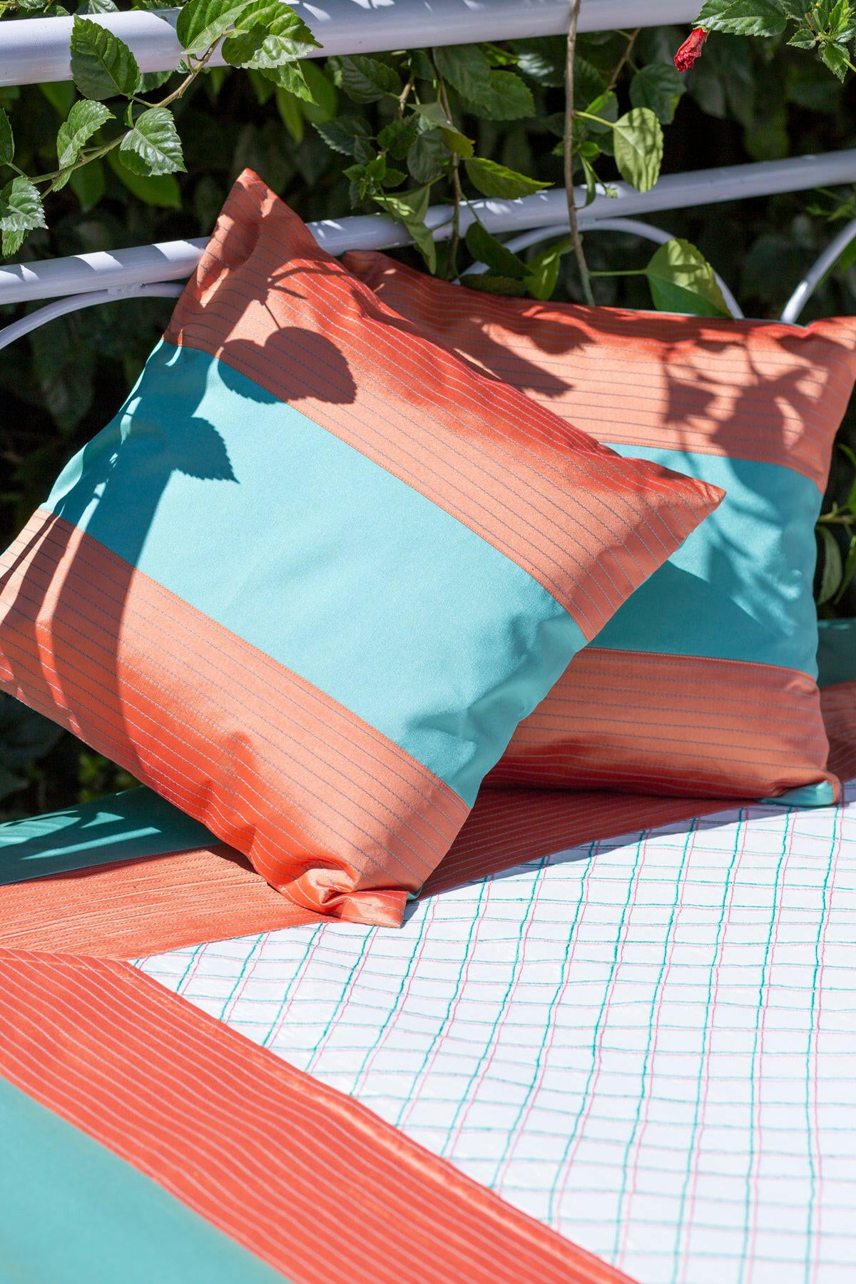 Teal & Terracotta Diamond Premium Bedcover