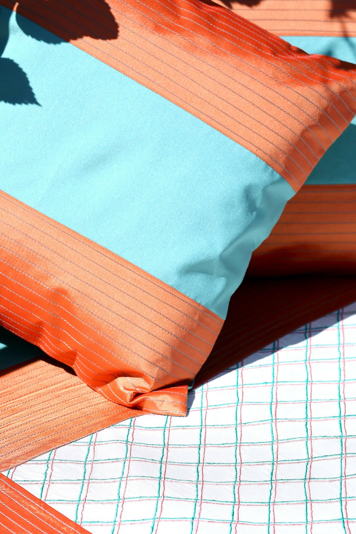 Teal & Terracotta Diamond Premium Bedcover
