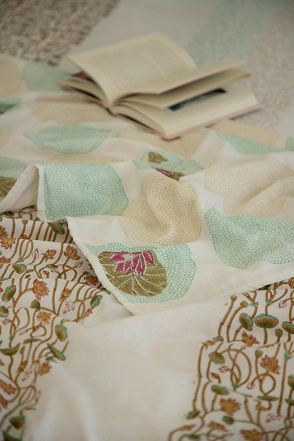 Carmine & Caramel Lotus Cotton Dohar