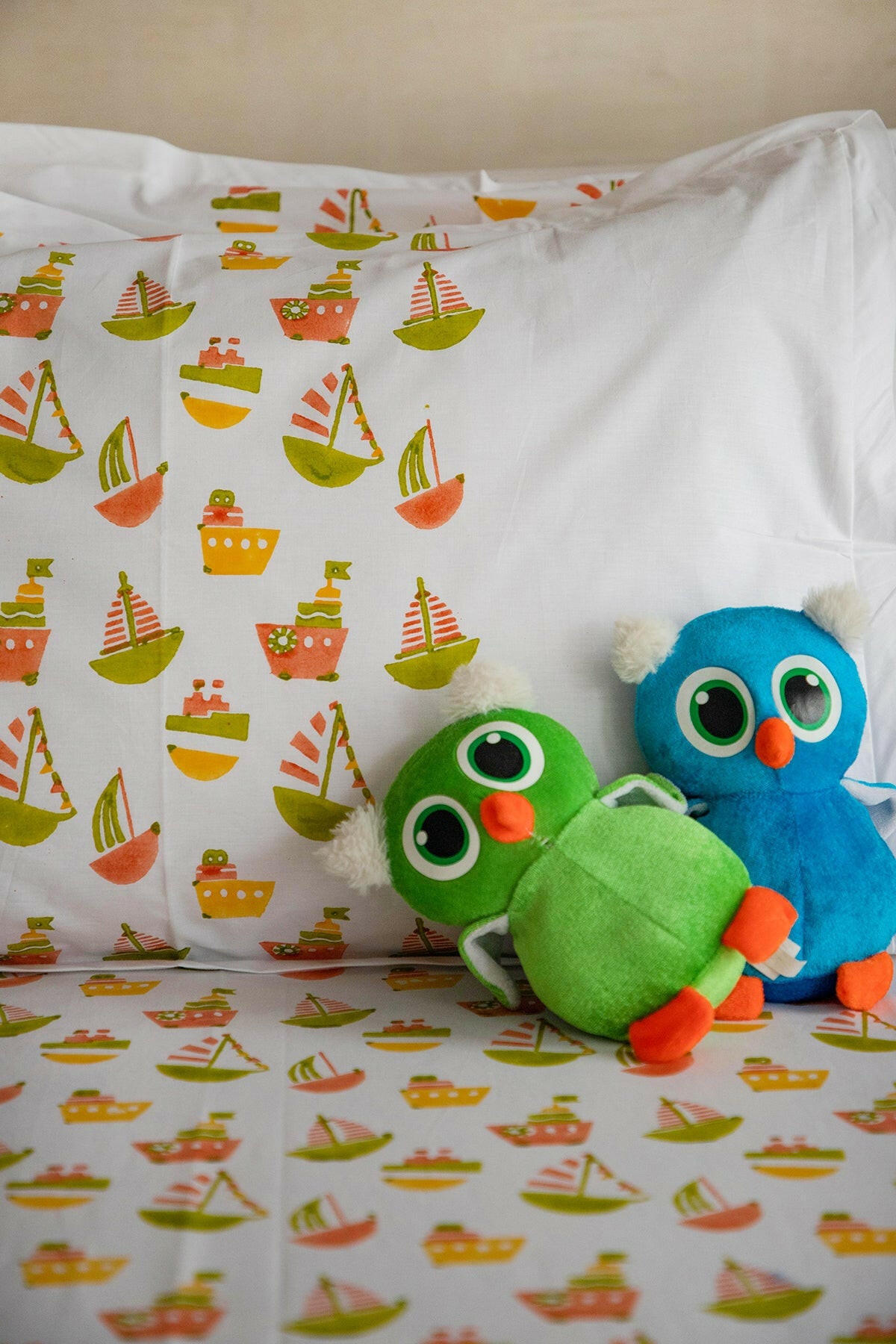 Lime & Orange Ship Kids Bedsheet