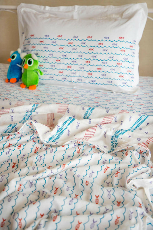 Pigeon Blue Fish Kids Cotton Dohar