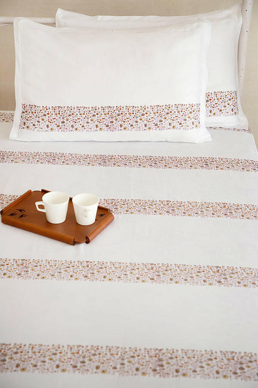 Ash & Gray Pansy Bedsheet - Adya