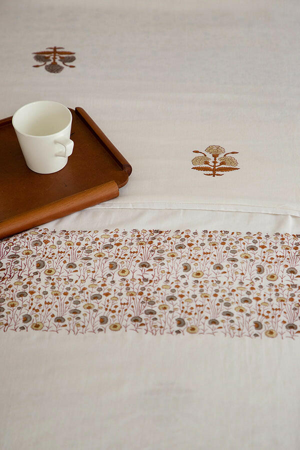 Rust & Gray Pansy Cotton Dohar