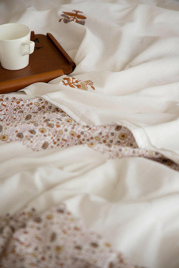 Rust & Gray Pansy Cotton Dohar