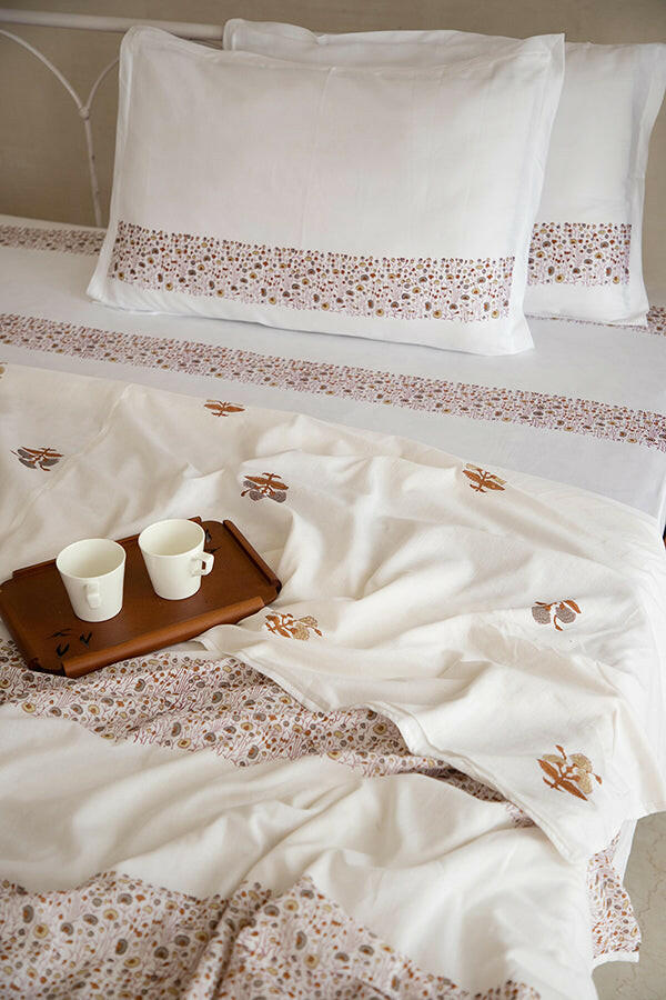Rust & Gray Pansy Cotton Dohar