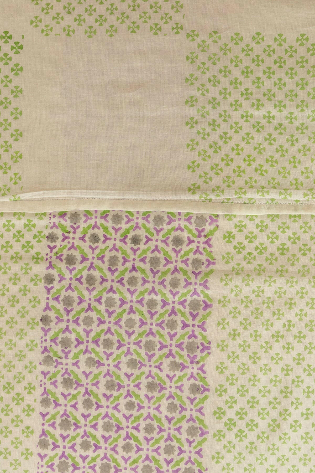 Lilac & Green Polygon Cotton Dohar