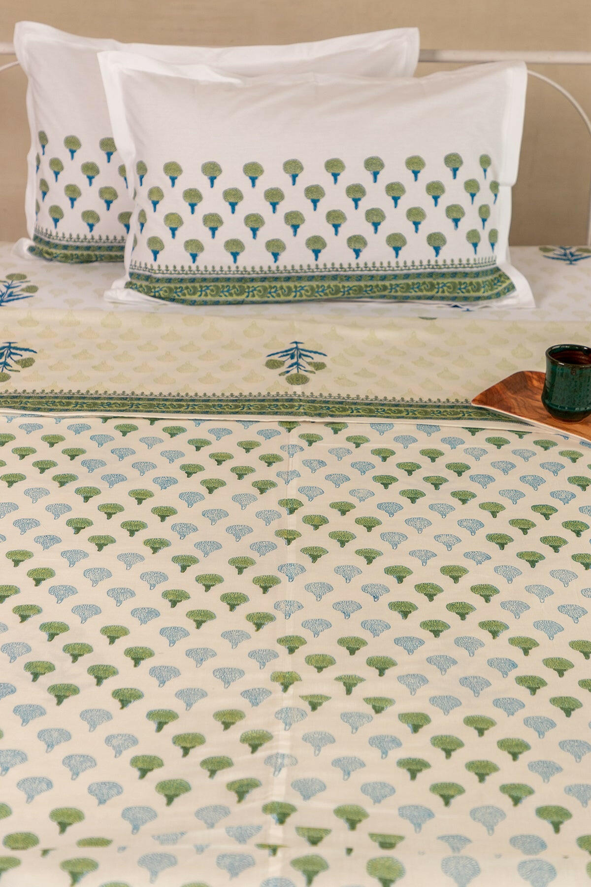 Mint & Mystic Blue Marigold Cotton Dohar
