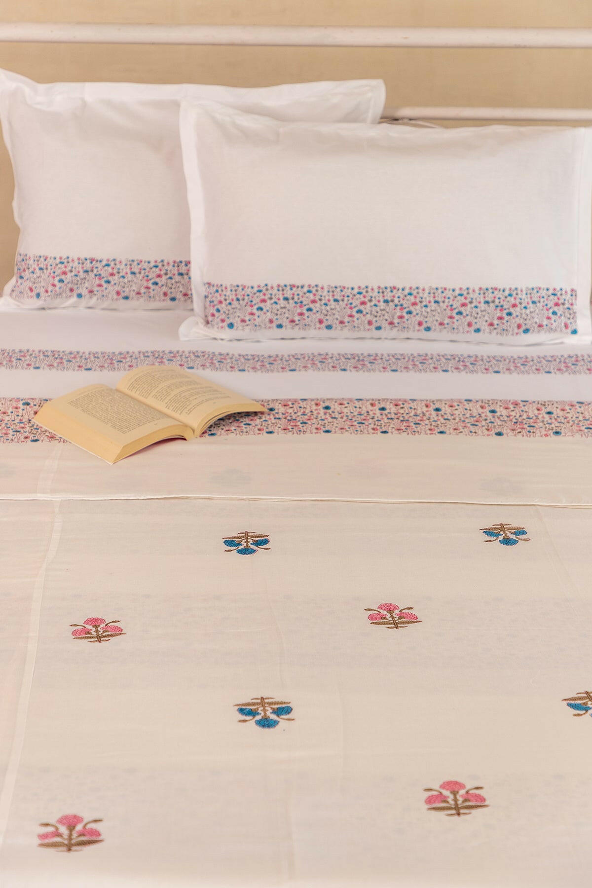 Space Blue & Hibiscus Pansy Cotton Dohar - Adya