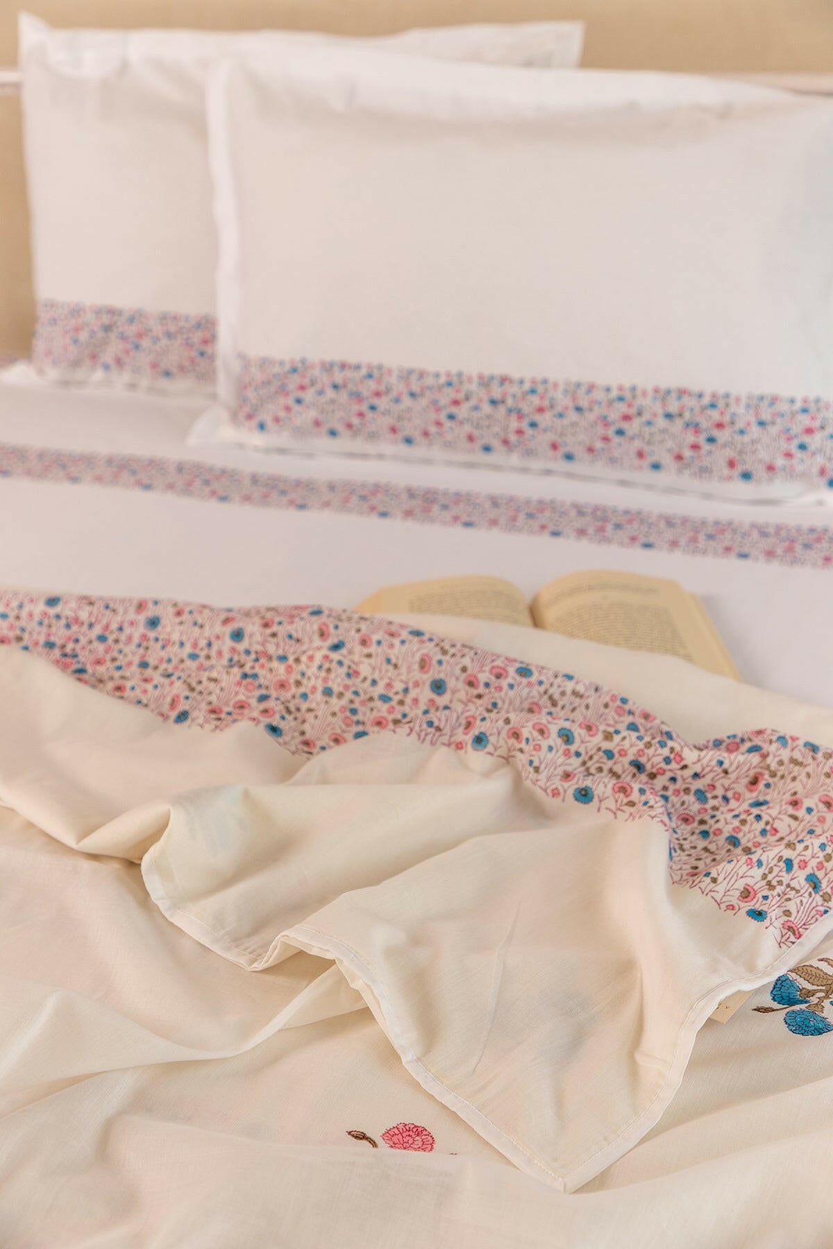 Space Blue & Hibiscus Pansy Cotton Dohar - Adya