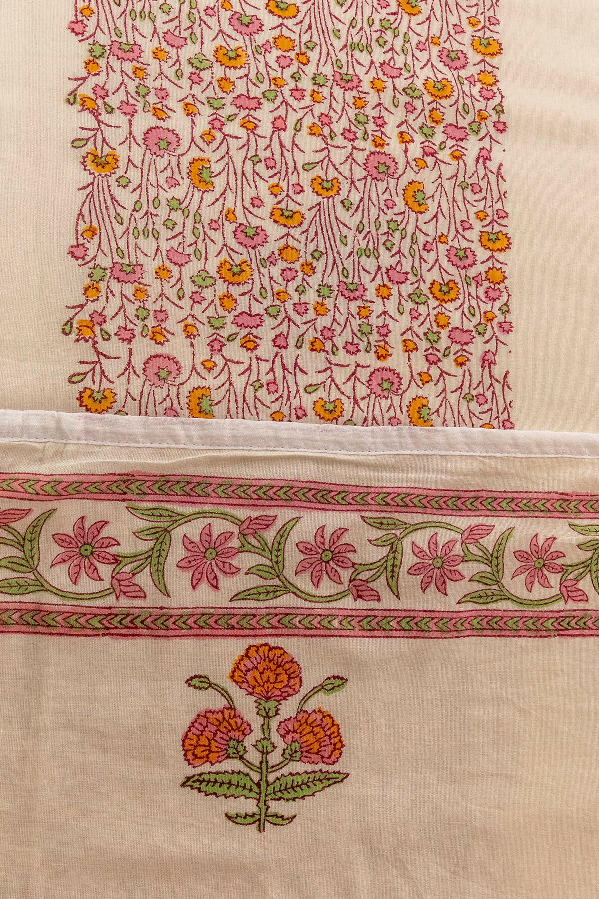 Living Coral Carnation Cotton Dohar