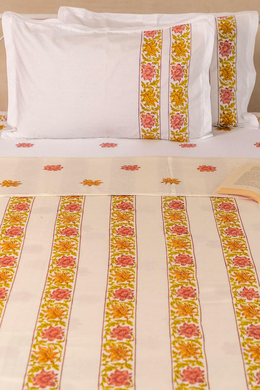 Terracotta & Sunset Gold Hibiscus Cotton Dohar