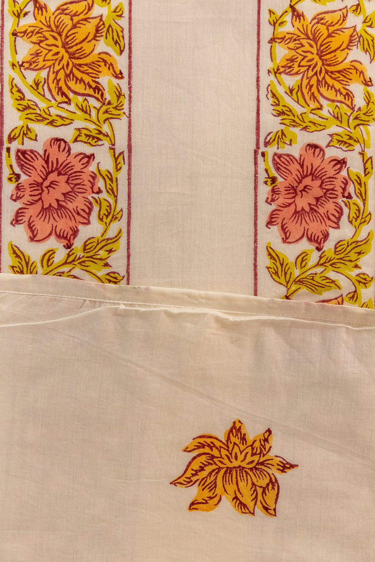 Terracotta & Sunset Gold Hibiscus Cotton Dohar