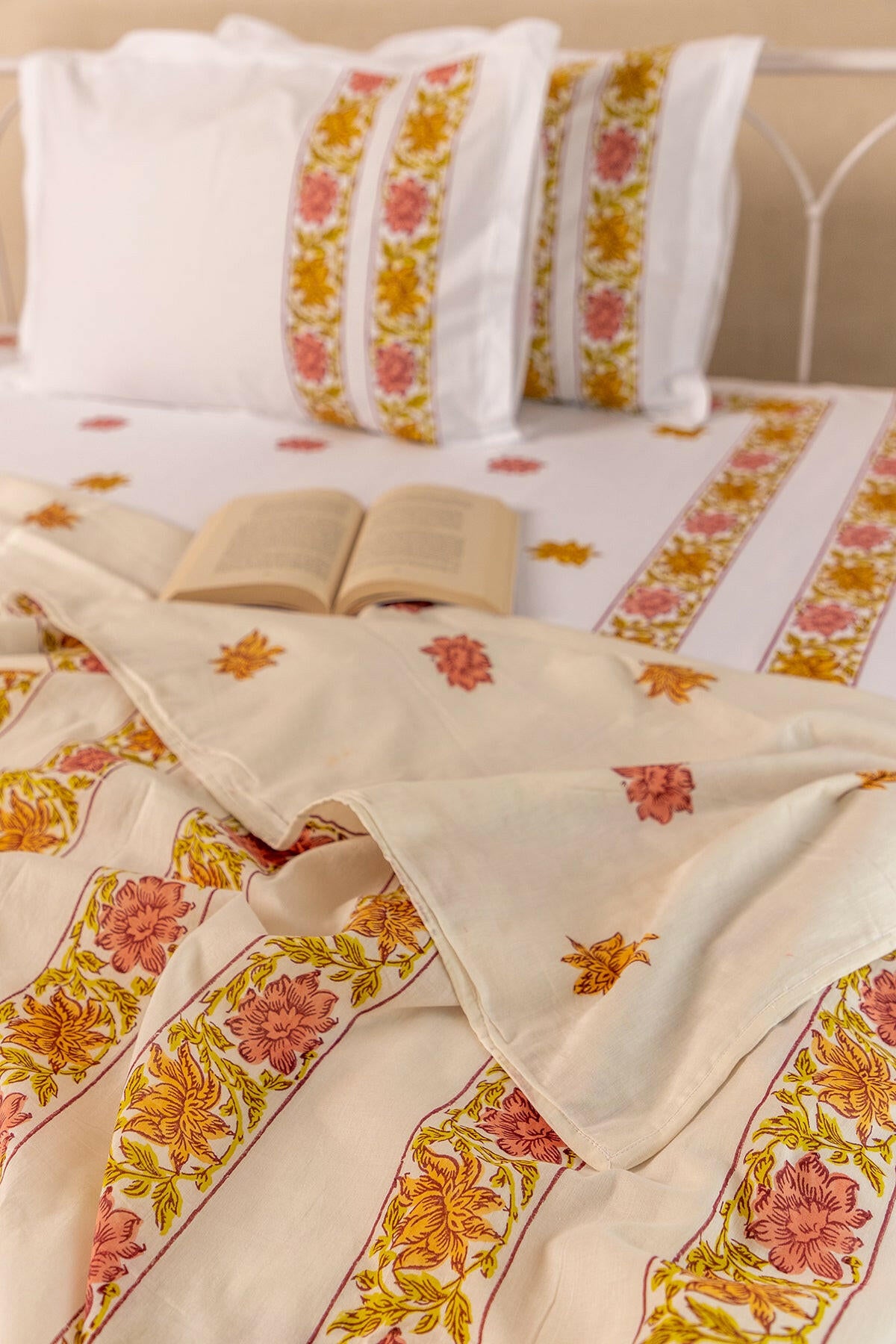 Terracotta & Sunset Gold Hibiscus Cotton Dohar