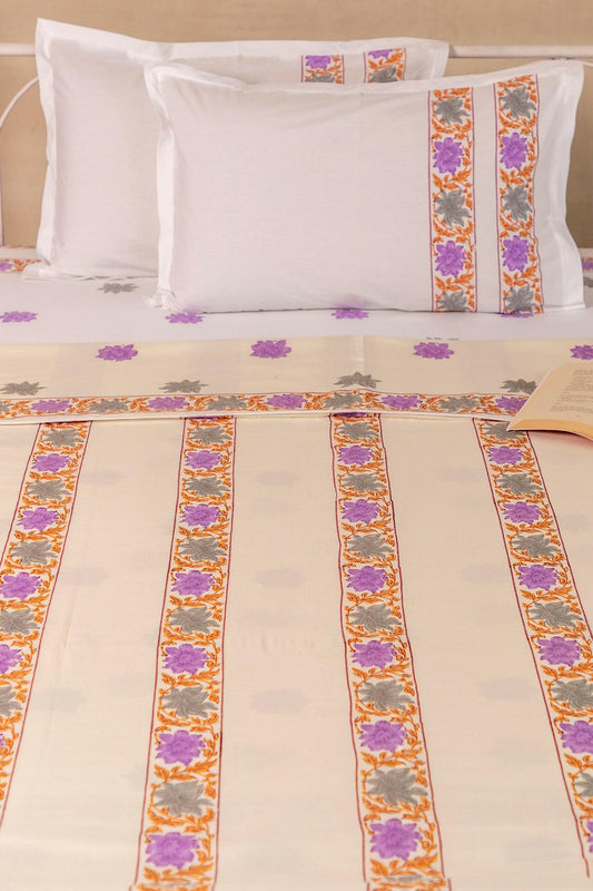 Lilac & Gray Hibiscus Cotton Dohar