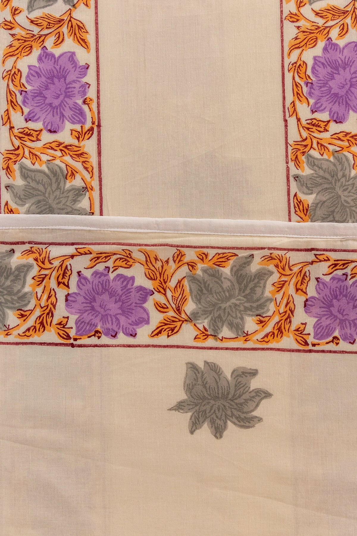Lilac & Gray Hibiscus Cotton Dohar