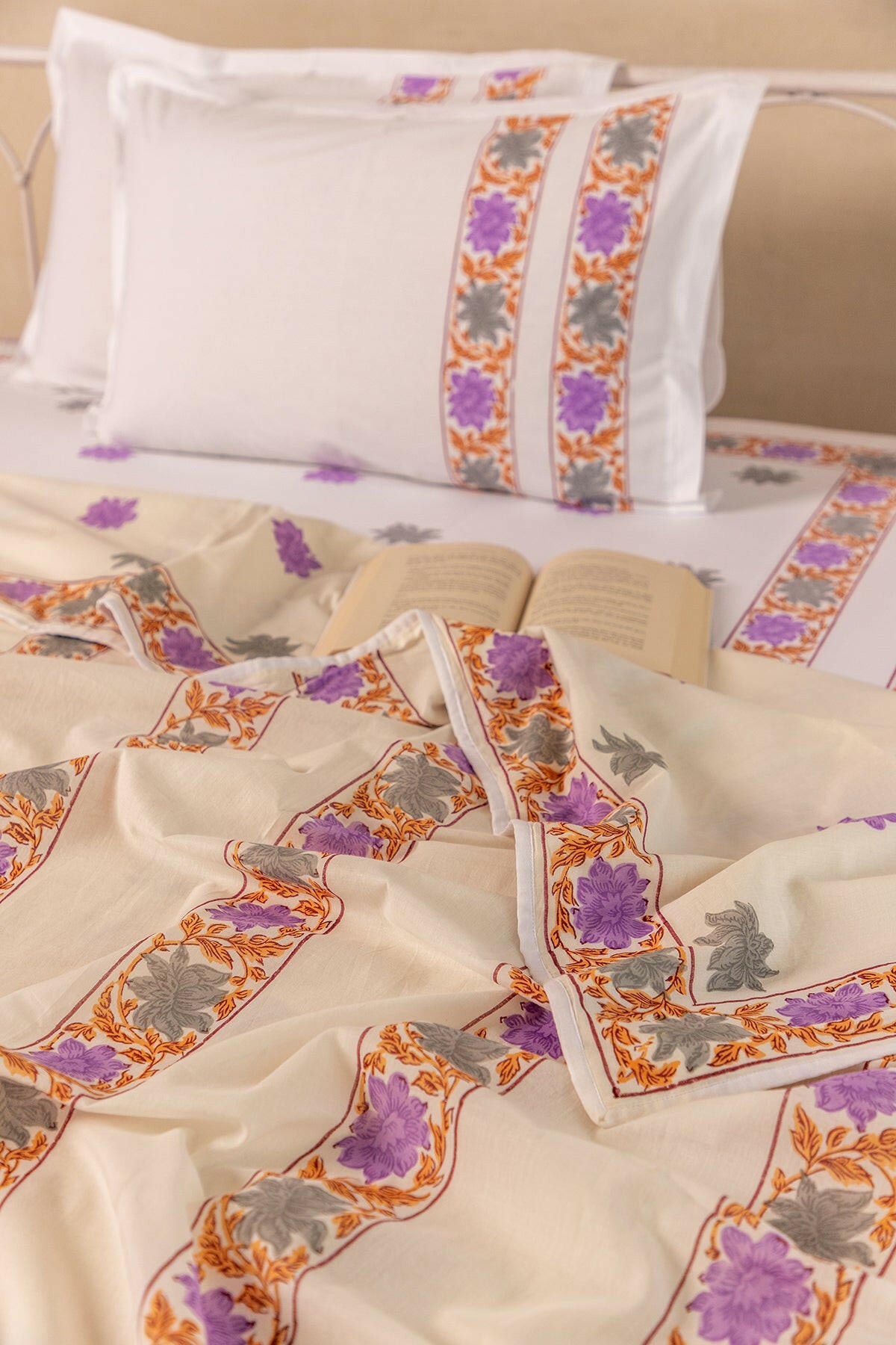 Lilac & Gray Hibiscus Cotton Dohar