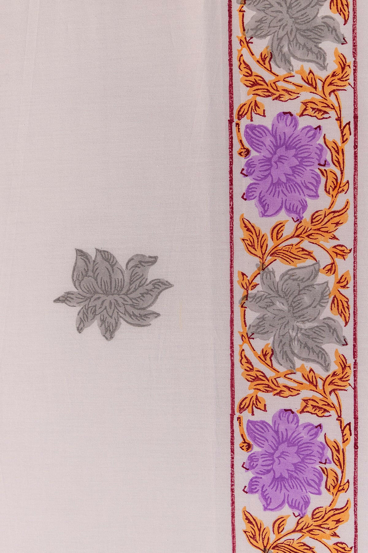 Lilac & Grey Hibiscus Pure Cotton Bedsheet