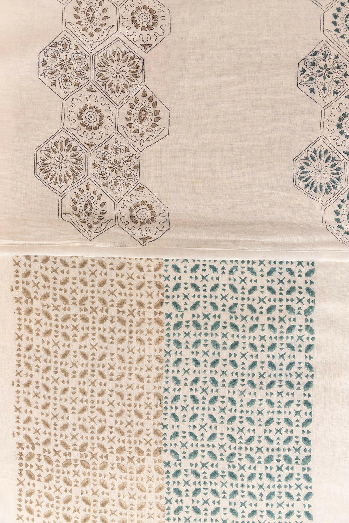 Space Blue & Charcoal Hexagon Cotton Dohar - Adya