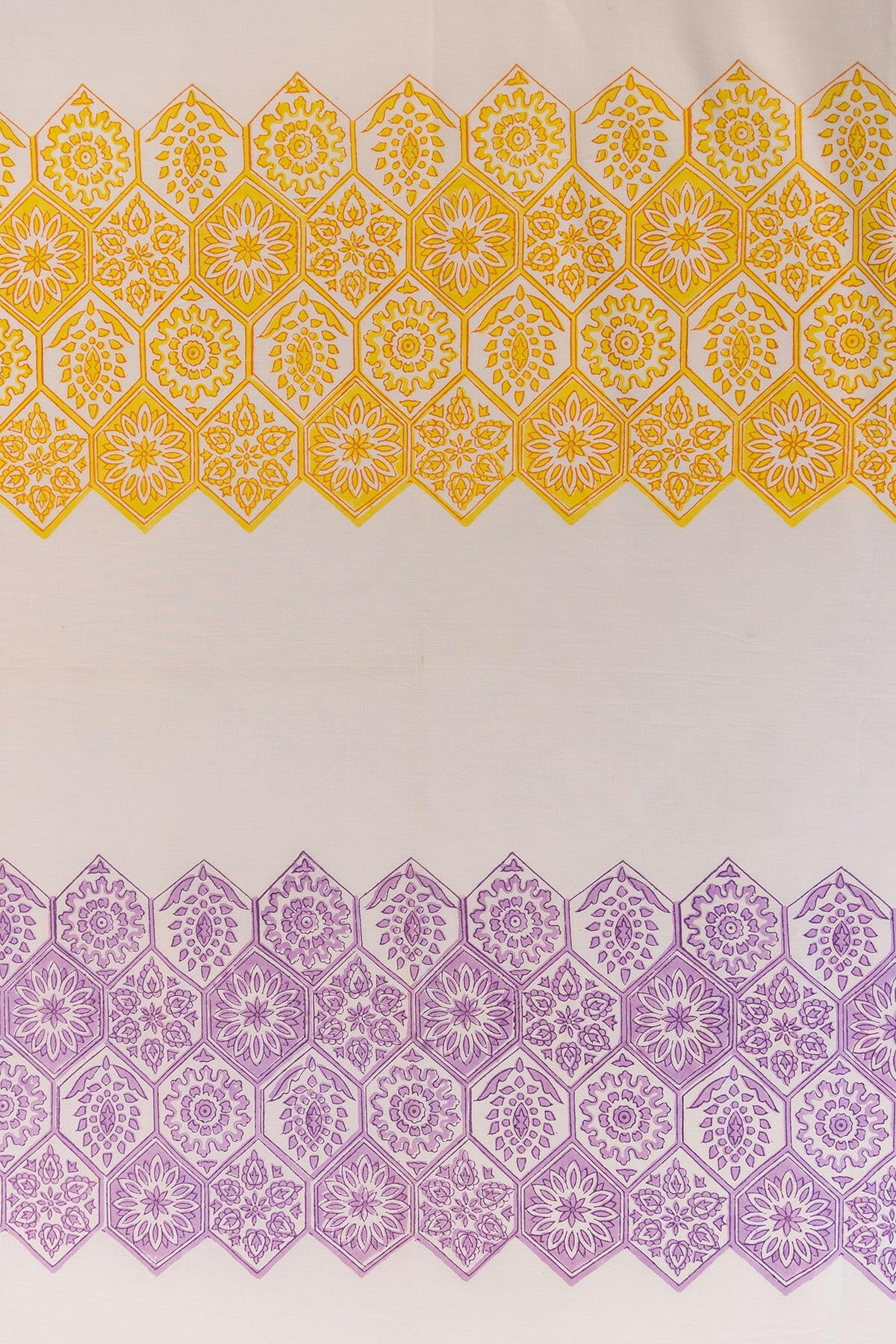 Lime & Lavender Hexagon Pure Cotton Bedsheet