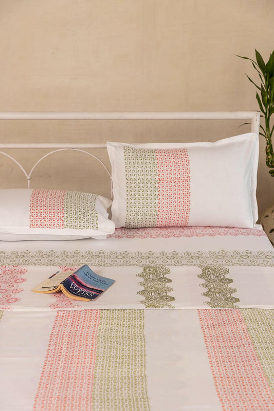 Olive & Ruby Hexagon Cotton Dohar - Adya