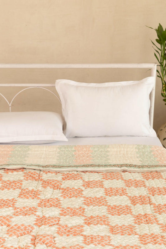 Ravishing Coral Cotton Quilt