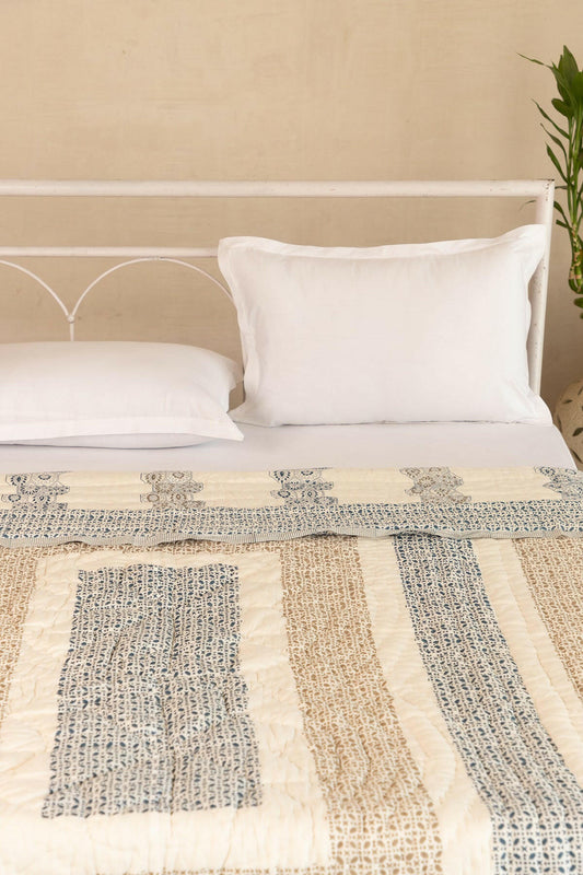 Space Blue & Gray Hexagon Cotton Quilt