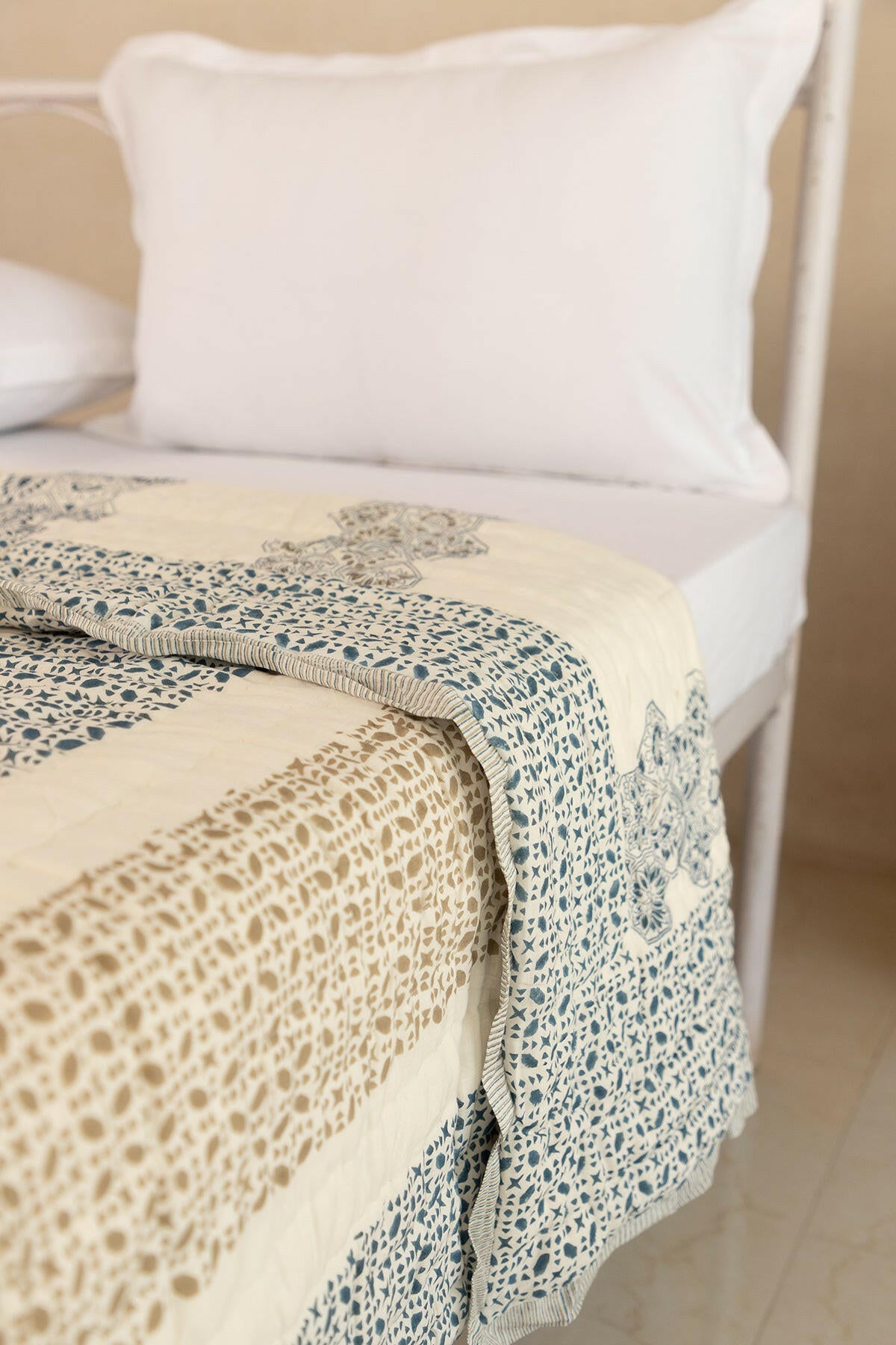 Space Blue & Gray Hexagon Cotton Quilt