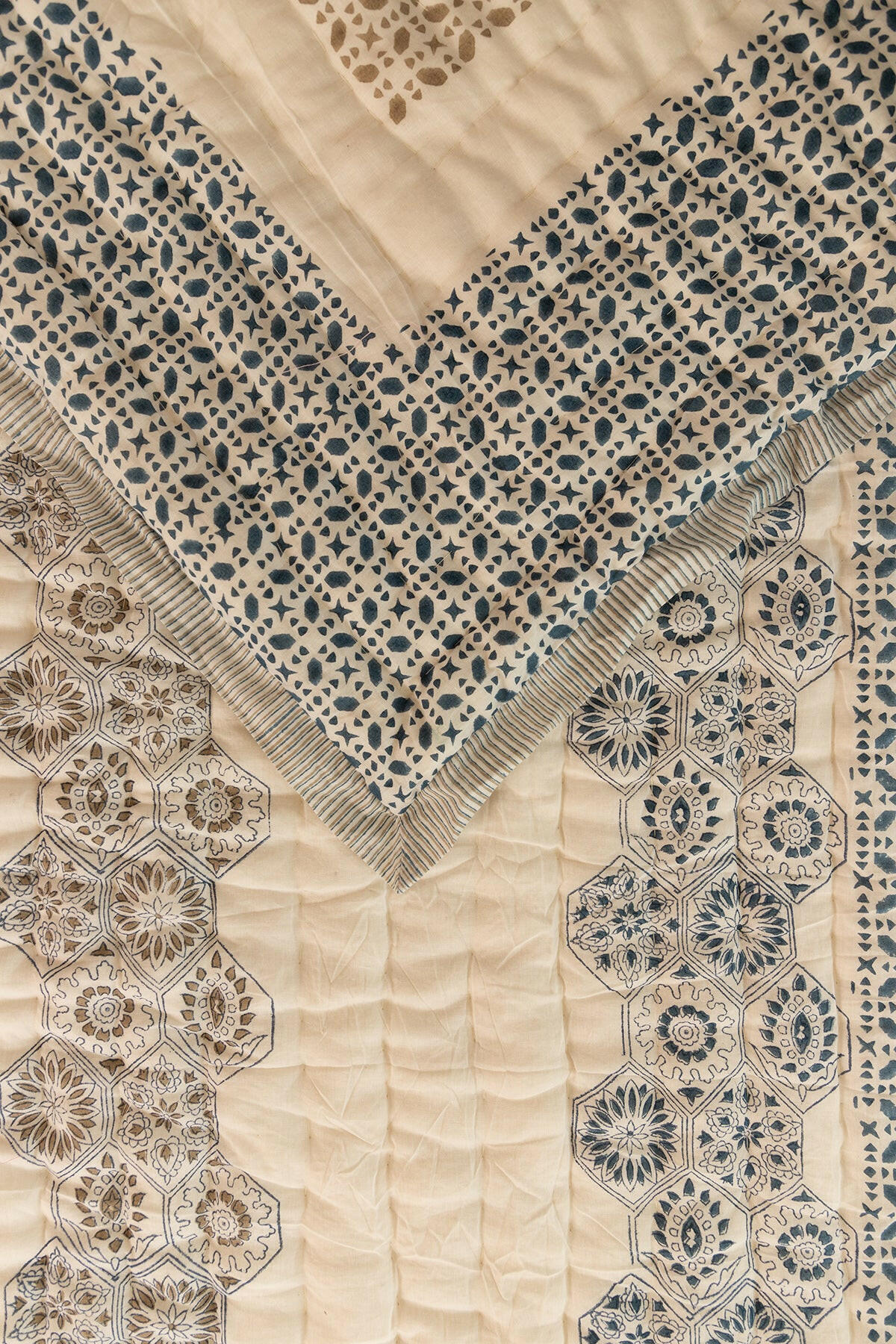 Space Blue & Gray Hexagon Cotton Quilt