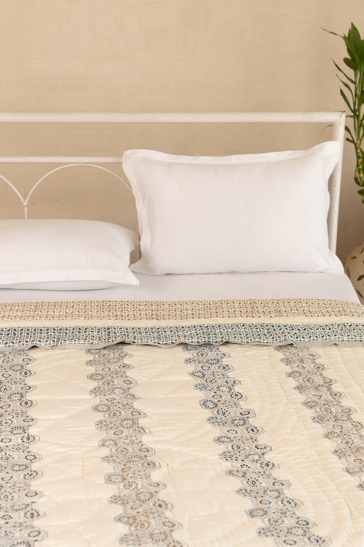 Space Blue & Gray Hexagon Cotton Quilt