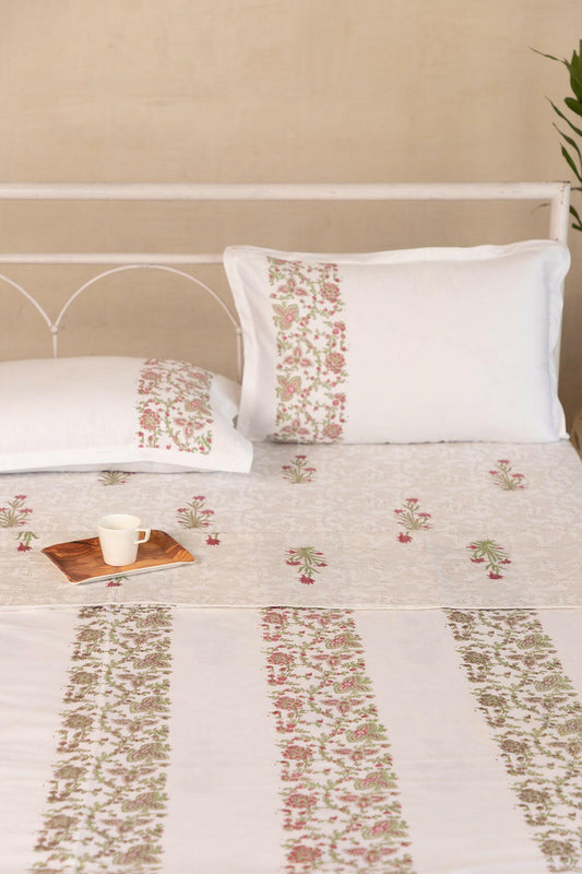 Ruby & Charcoal Lily Cotton Dohar - Adya