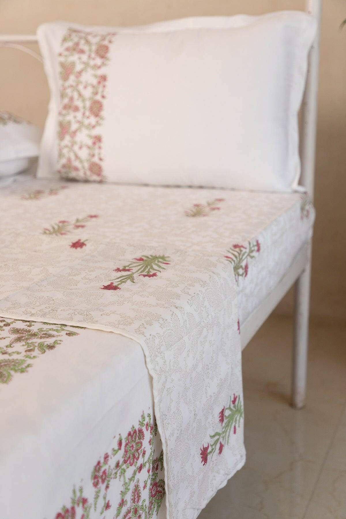 Ruby & Charcoal Lily Cotton Dohar - Adya