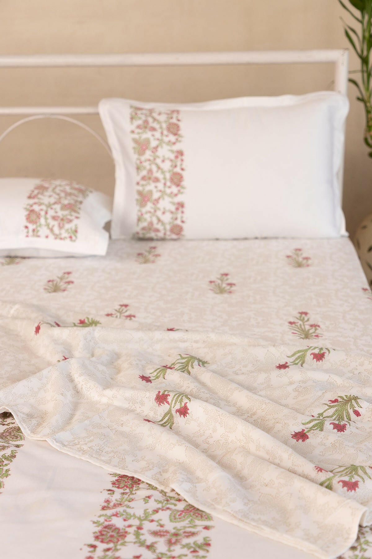 Ruby & Charcoal Lily Cotton Dohar - Adya