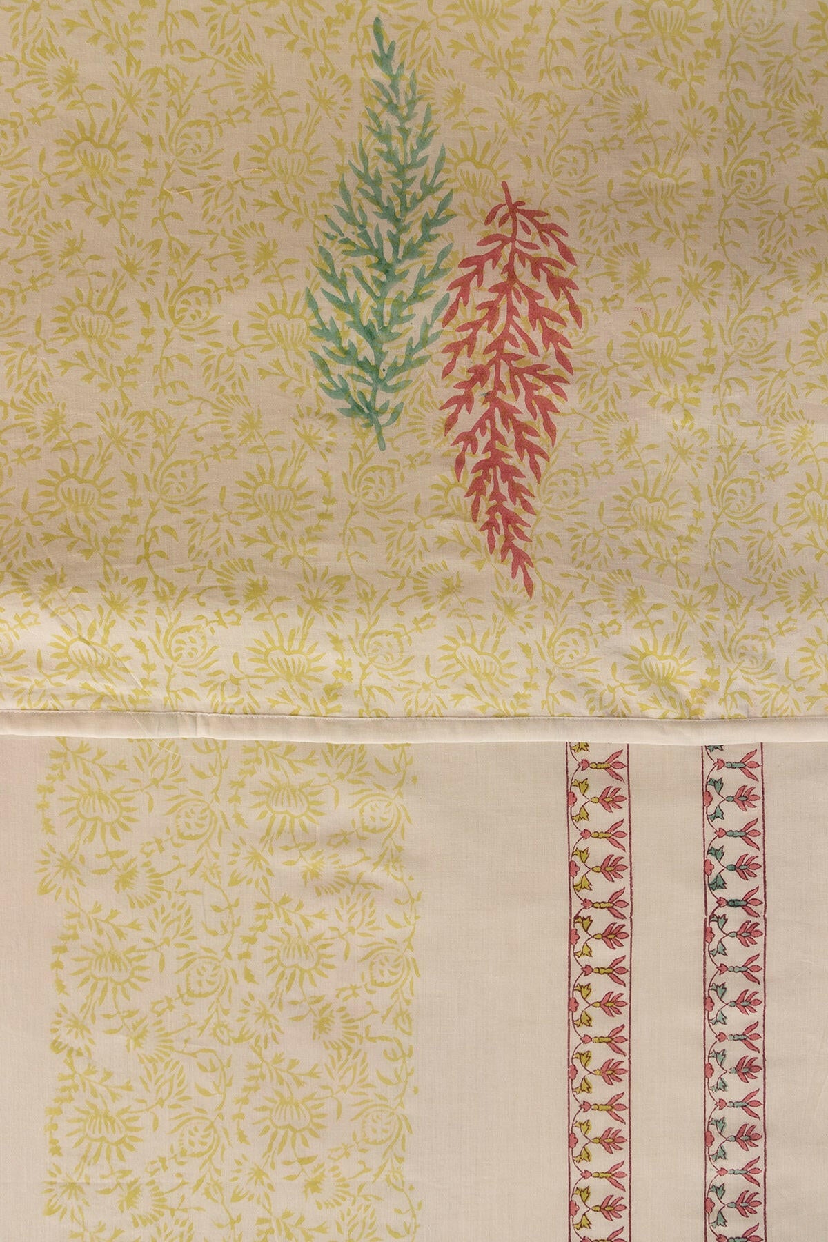 Peach & Grape Leaf Cotton Dohar - Adya
