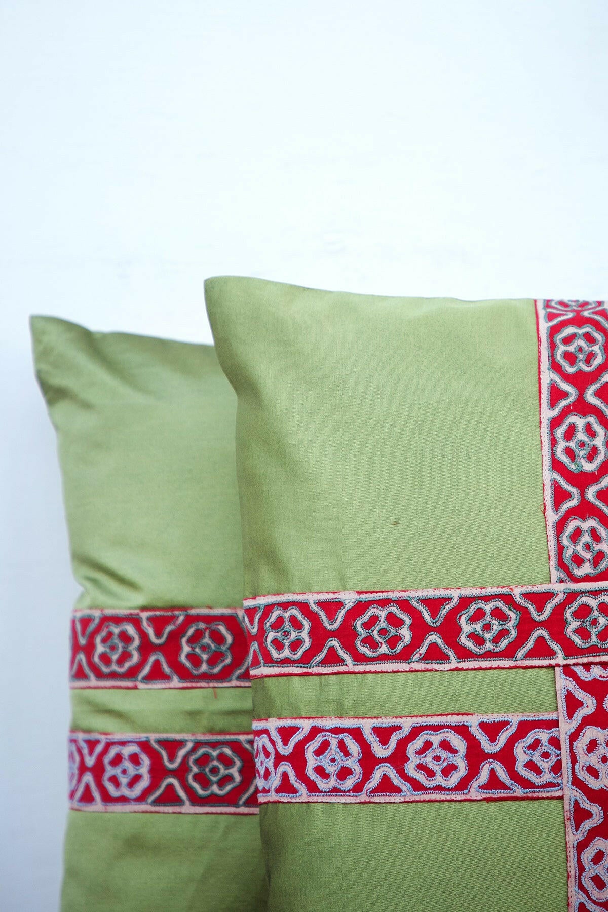 Olive & Red Cushion Cover