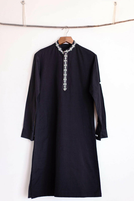 Midnight Black Men's Kurta