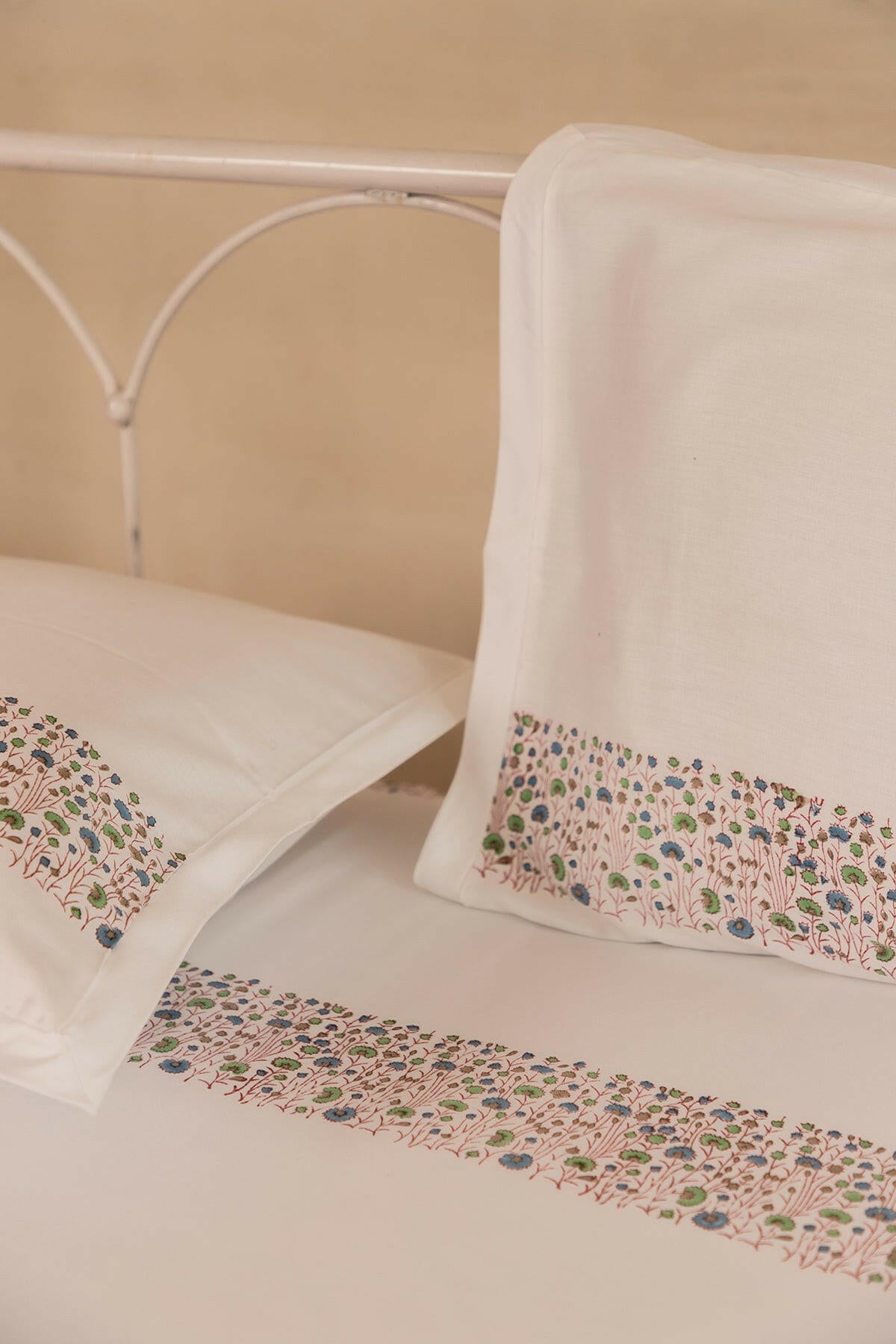 Jade & Nautical Blue Pansy Pure Cotton Bedsheet
