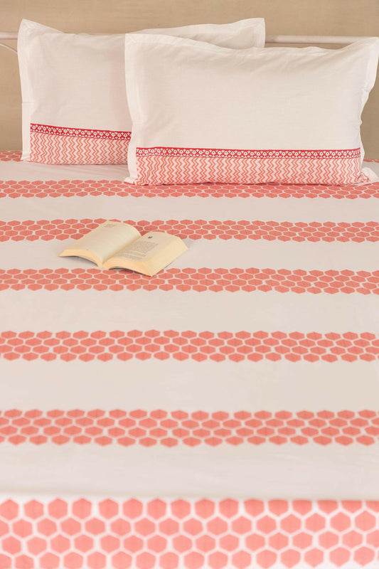 Red Maple Honeycomb Pure Cotton Bedsheet