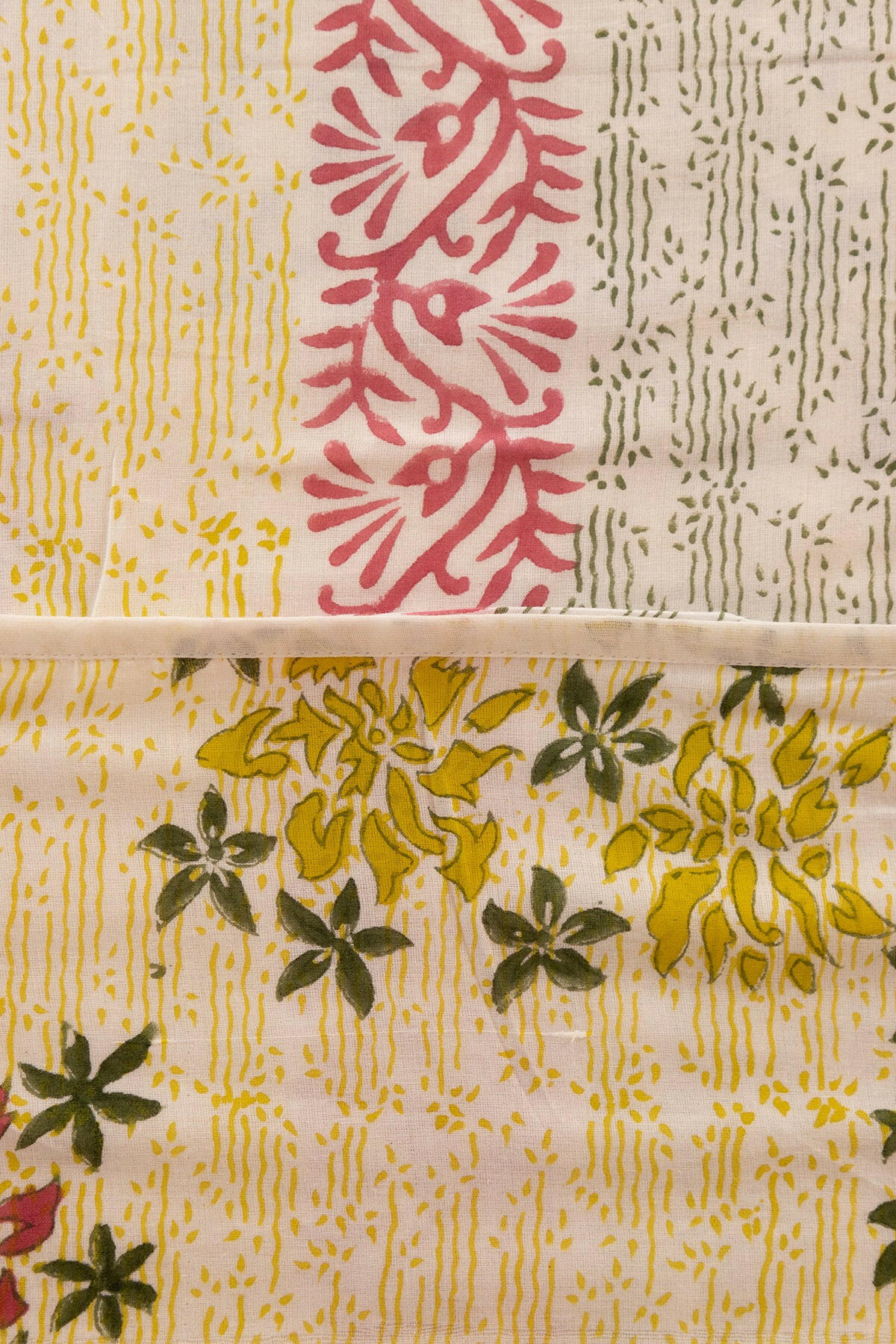 Olive & Hibiscus Bougainvillea Cotton Dohar